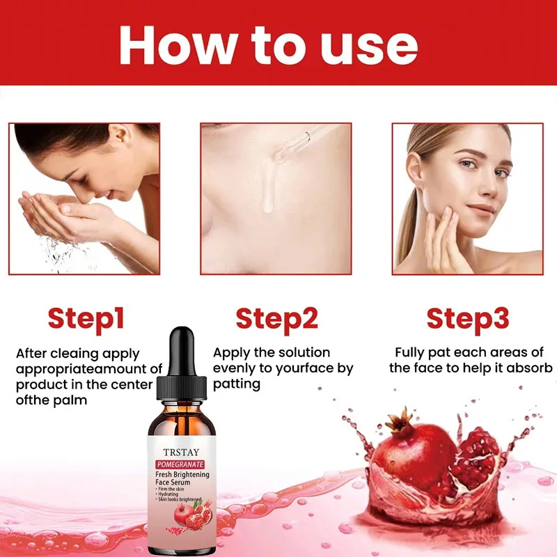 pomegranate fresh and brightening essence, mild and non irritating, moisturizing, nourishing, soft and delicate
