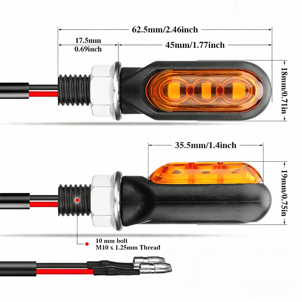 Universal  Motorcycle Mini LED Turn Signal Lights Amber Flowing Indicator Lamp Cafe Racer Old School Touring