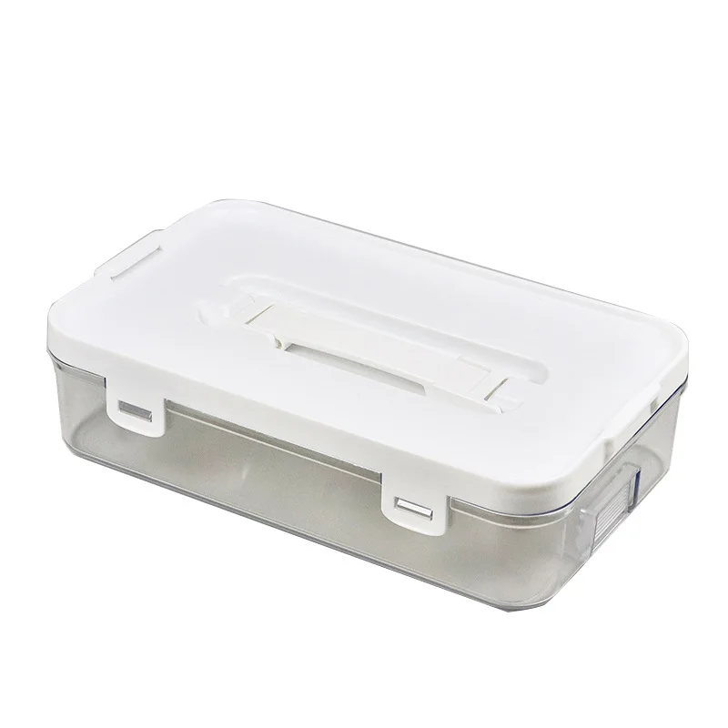 Portable Desktop Plastic Storage Box Transparent Dustproof Organizer with Handle for Cosmetics Snacks