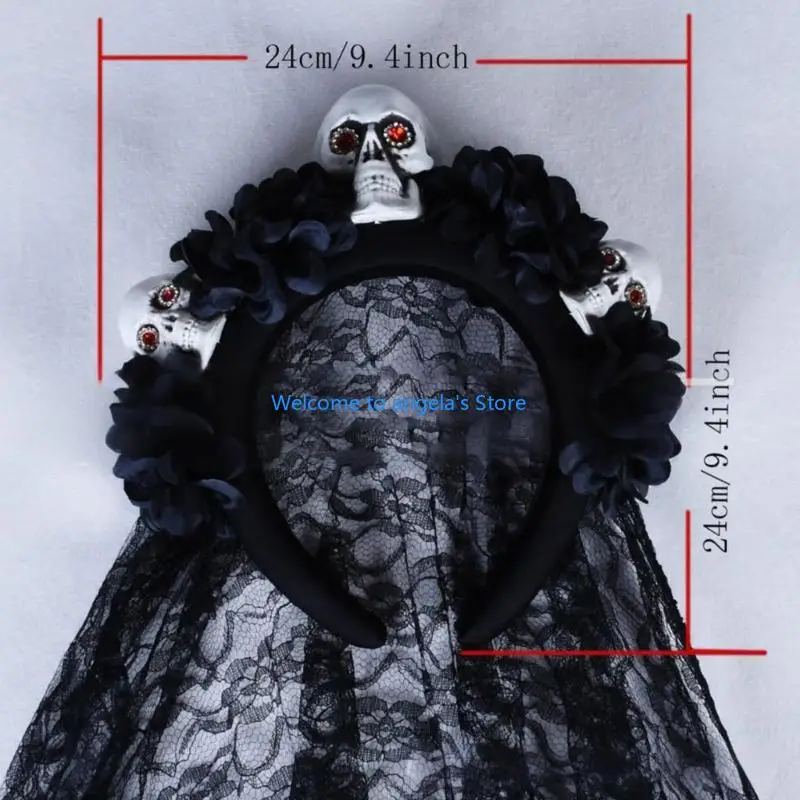 X4YC Skeleton Veil Hairband Antypoślizgowa ramka Hairpiece idealna dla entuzjastów cosplayów