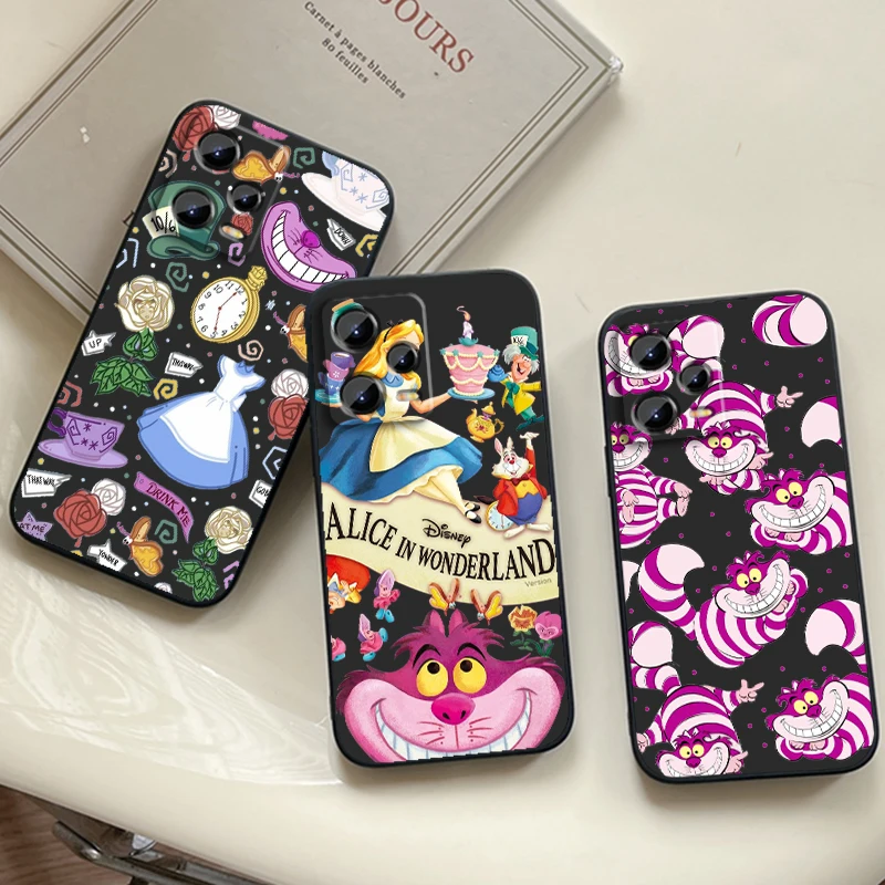 

Disney Alice In Wonderland For Xiaomi Redmi Note 13 12R 12 12S Turbo 11 11T 11S 10 10S Pro Plus 5G Black Funda Phone Case