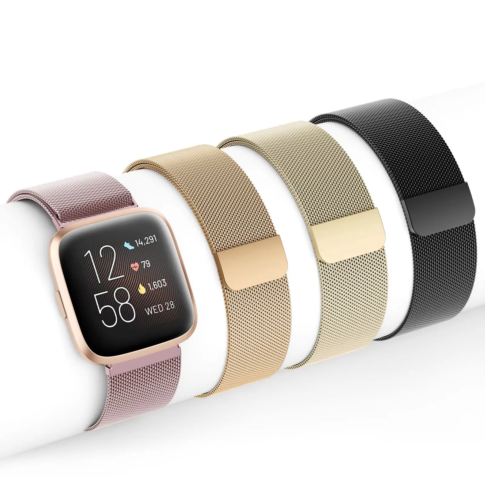 Milanese Loop Strap for Fitbit Versa 4/Versa 3 Smartwatch Official Magnetic Bracelet Metal Wristband for Fitbit Sense 2 1 Correa