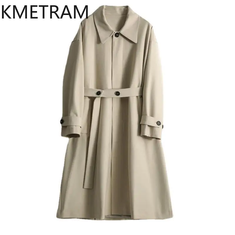 KMETRAM FashionTrench Coats High Quality New in Outerwears Mid Length Lightweight Coat Autumn Clothes 2024 Ветровка Женская