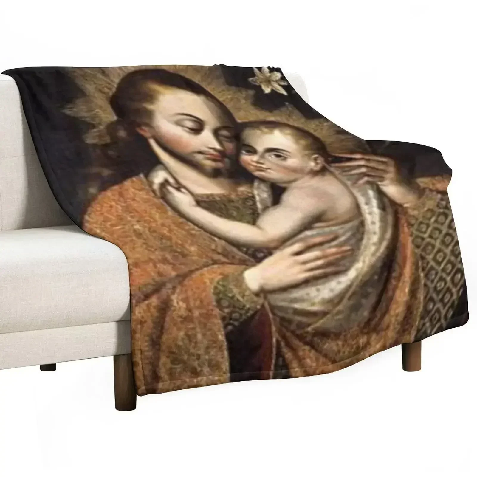 

Year of St. Joseph: Saint Joseph and Jesus Throw Blanket decorative Heavy Blankets