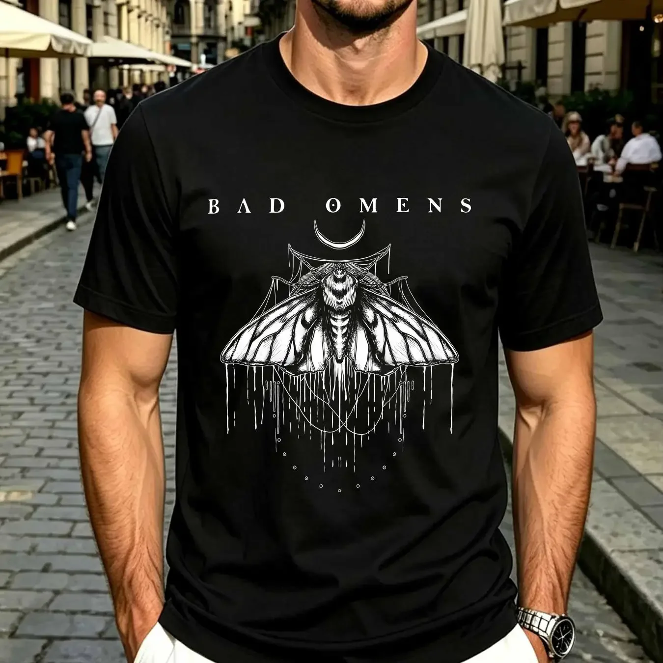 washed T Shirt bad omens moth vintage Washed Top For Everyday Wear homme fashion Unisex Stylish Soft designer clothes