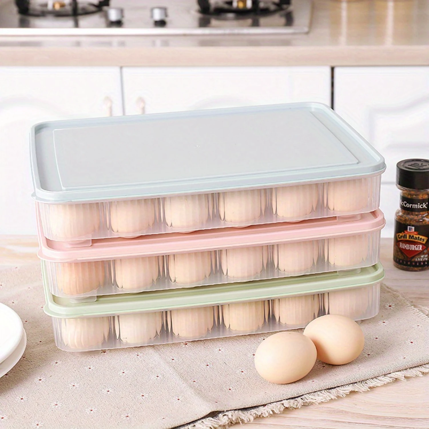 

24-Slot Refrigerator Egg Container With Lid - Dustproof, Leak-Proof Freshness Keeper For Fridge & Organization
