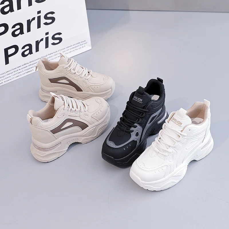 Women's New Inner Height-enhancing Casual Shoes Women Thick Sole Versatile Shoes Autumn New Outdoor Jogging Sports Comfort Shoes