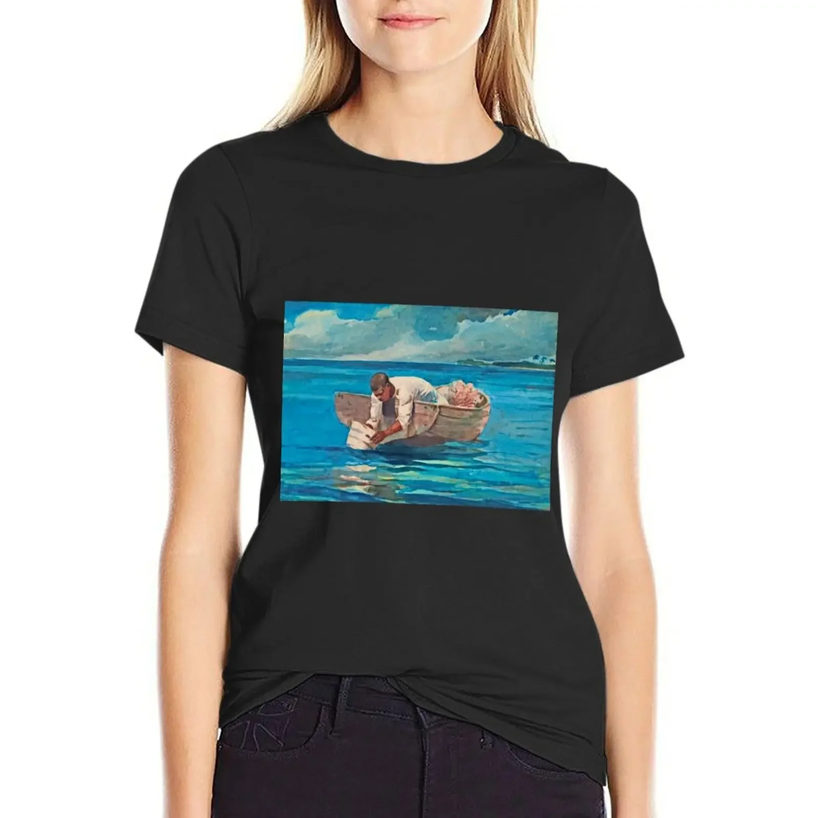 

The Water Fan by Winslow Homer - American Art , 1836-1910 T-Shirt summer top animal prinfor blanks plus sizes T-shirt Women
