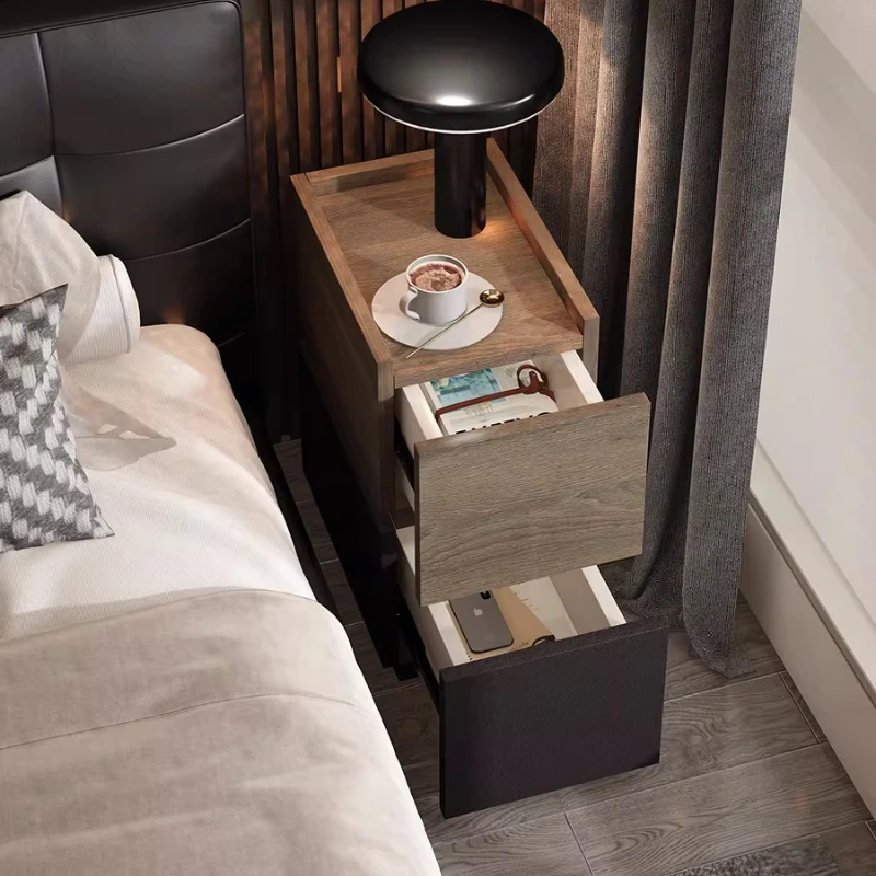 

Trendy Simple Bedside Table Narrow Bedroom Mid Century Modern Drawers Bedside Table Luxury Storage Criado Mudo Home Furniture