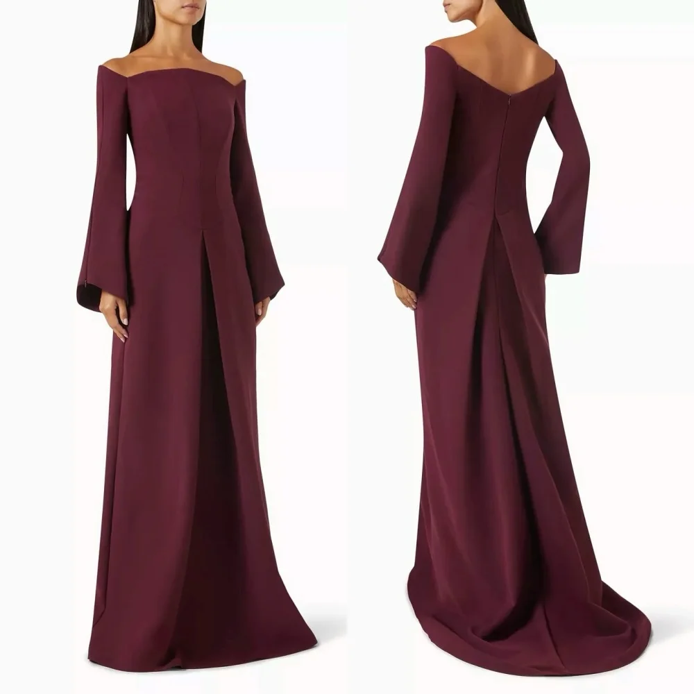 

Customized Jersey Off-the-shoulder A-line Long Dresses Bespoke Occasion Homecoming Party Gown Simple Elegant High Quality