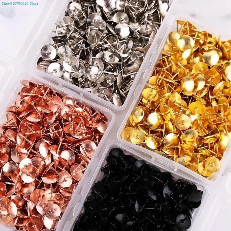 76HD 400pcs Metal Thumbtack Pins Drawing Pushpin Board corcho Foto Muro pared Suministro escuela Suministro