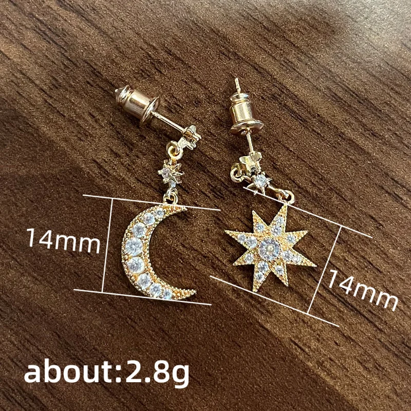 CAOSHI Graceful Earrings with Moon and Star Pendant Female Engagement Ceremony Party Jewelry Accessories with Bright Zirconia