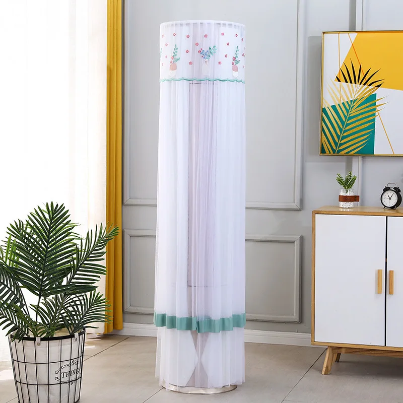 Cylindrical Air Conditioning Dust Cover Polyester Air Conditioner Protective Cover Embroidery Lace Dust-proof Covers Home Decor