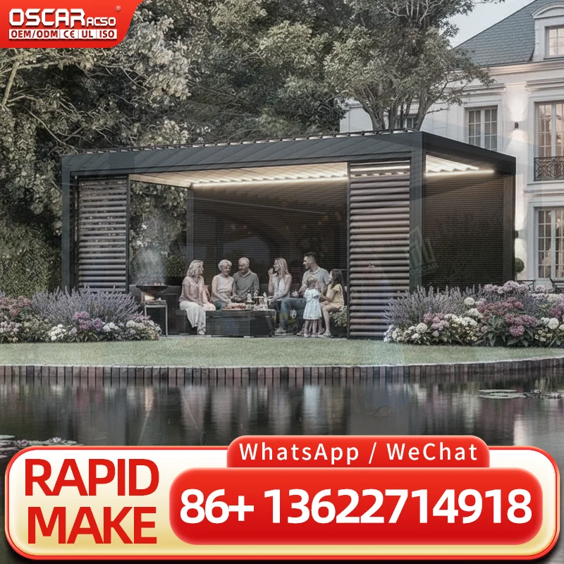 Custom Size 5x4 4x3 6x4 6x3 3x3 3x4 6x4m 3x6m 4x3m Bioclimatic Gazebo Outdoor Lamellendak Pergola pergola view 2