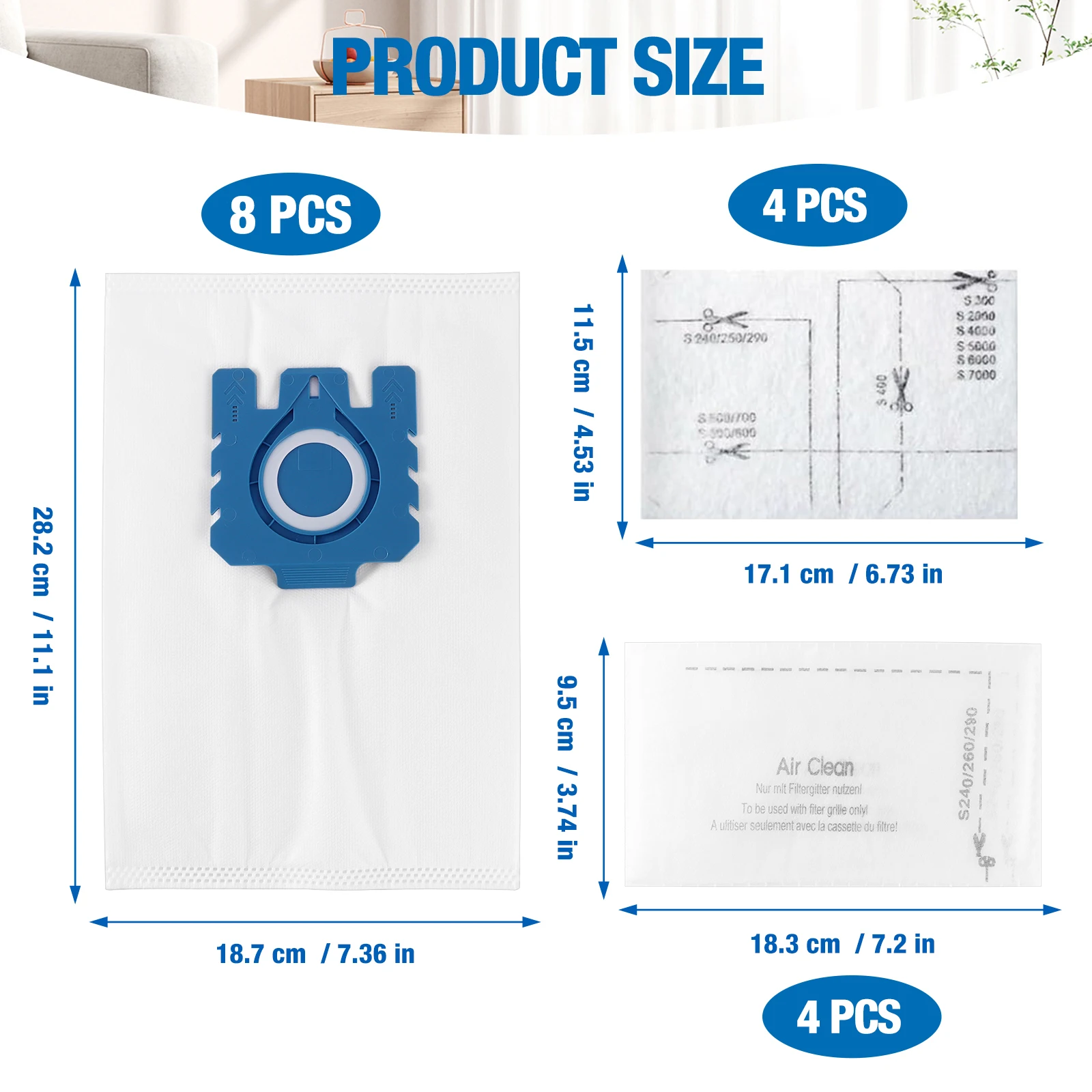 8x لأكياس Miele GN C1 C2 C3 مكنسة كهربائية S2 S5 S8 S5211 S5210 هوفر الغبار #2