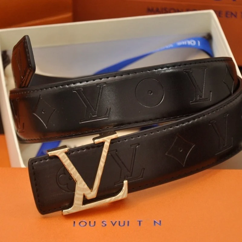 Men's Business Leather Belt, 2026 New French High-end Men's Belt, Business Printed Pattern Belt, 3.8CM Width Belt, High-end Fashionable Versatile Casual Leather Belt, Trendy and Unique Choice. High-end Brand Belt.