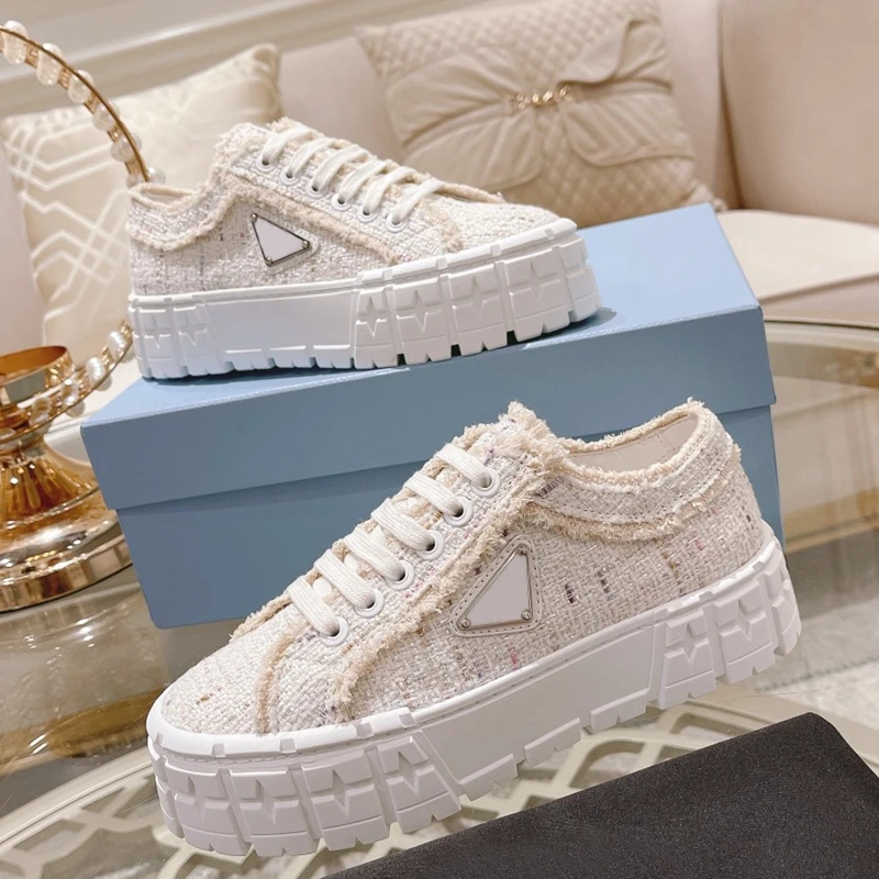 Casual shoes womens designer shoes high platform Travel fashion lady shoes lace-up Leather sneaker canvas zapatillas de mujer