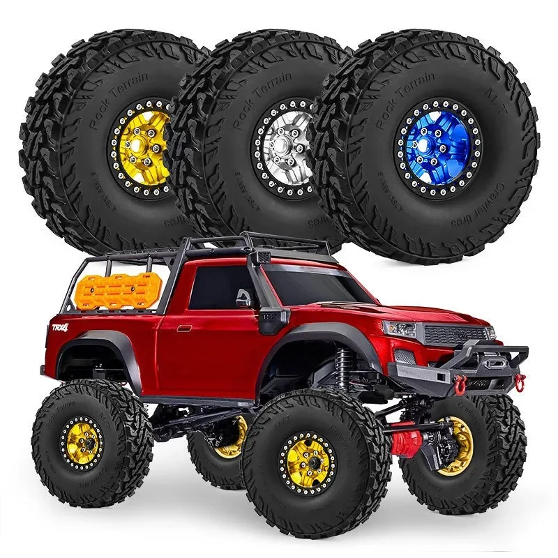 

4 Pieces 1/10 RC Crawler Car Wheels and Tires Sturdy High Performance Spare Parts Replace Accessory RC Car Part for 90046 TRX4