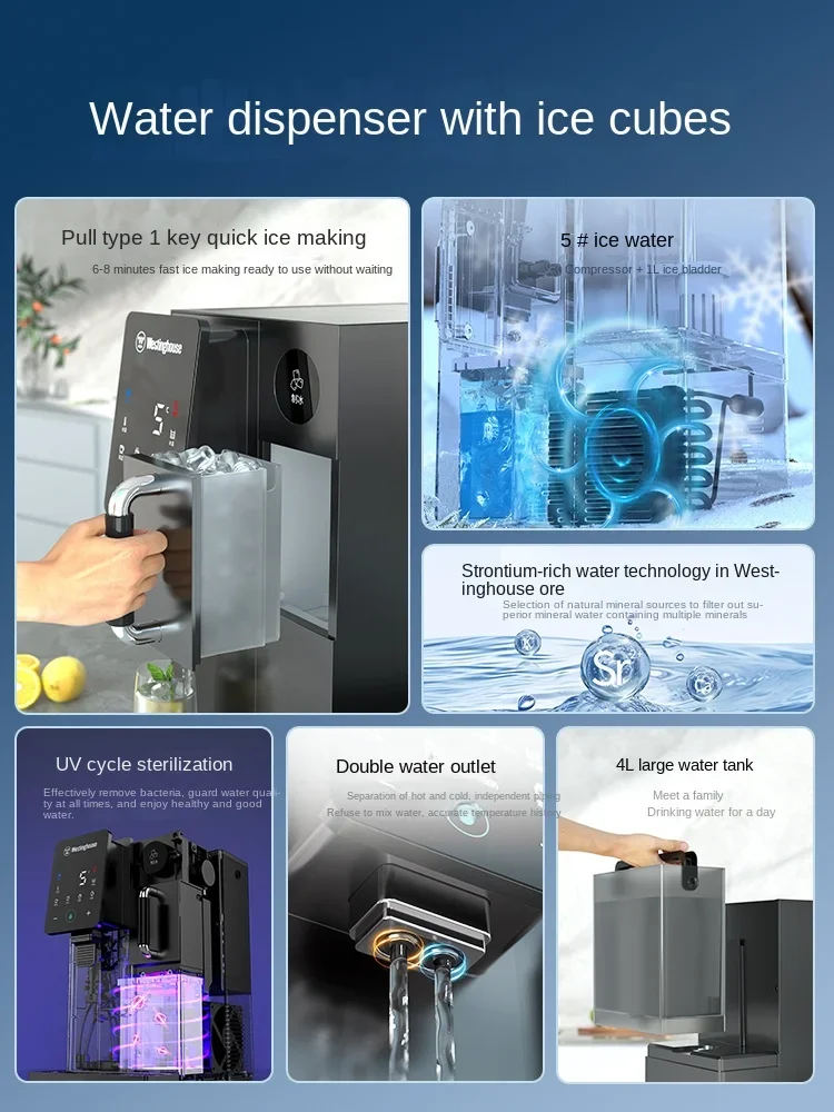 Premium Westinghouse Ice Maker and Water Dispenser, Hot and Cold Countertop Machine, G1 Pittsburgh Richium Water Purifier