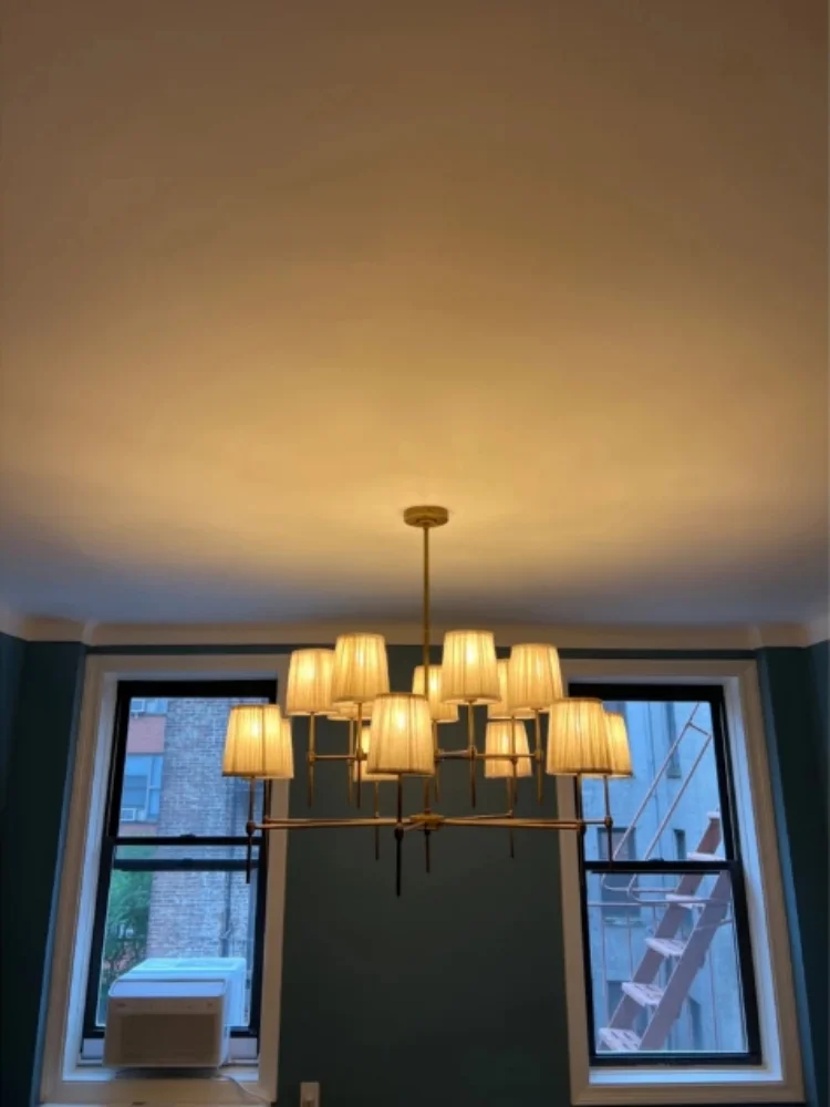 

Retro American Fabric Chandeliers Copper Living Room Dining Table Home Decor Nordic Lamps Luxury Villa Pendant Light LED