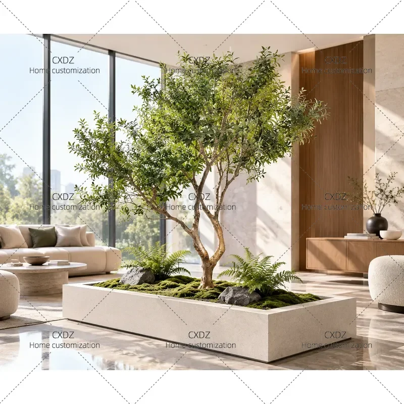 Simulation Olive Tree Large Floor to Ceiling Fake Green Plant Bionic Foliage for Indoor Outdoor Window Landscaping Home Decor
