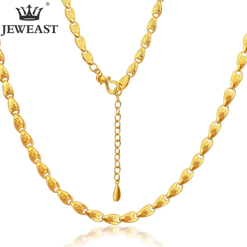 

JLZB 24K Pure Gold Necklace Real AU 999 Solid Gold Chain Trendy Lucky Chinese Characters Upscale Fine Jewelry Hot Sell New 2023