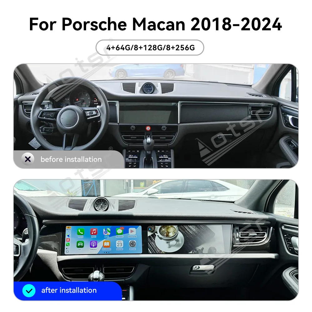 

2026 Dual 12.3'' Android 13 for Porsche Macan, 2018-2024, Black, Red, Beige, GPS Navigation Wireless Carplay Car Radio Touch