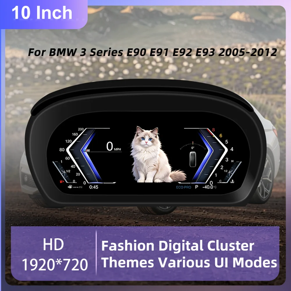 10 Inch Digital LCD Instrument Cluster Virtual Cockpit For BMW 3 Series E90 E91 E92 E93 2005-2012 Plug & Play Anti-Glare Car Dashboard Speedometer Replacement Gauge
