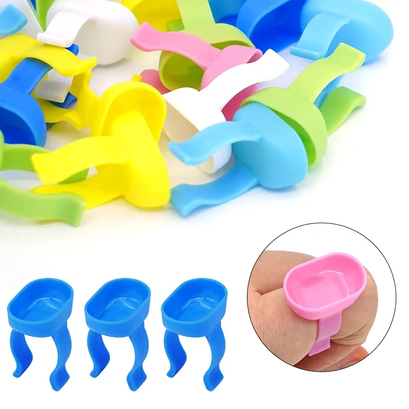 

50pcs Dental Mixing Finger Ring Bowl Cup Plastic Silicone Holder Dappen Dish Prophy Paste Rings Handy Tool Dentistry Medicine