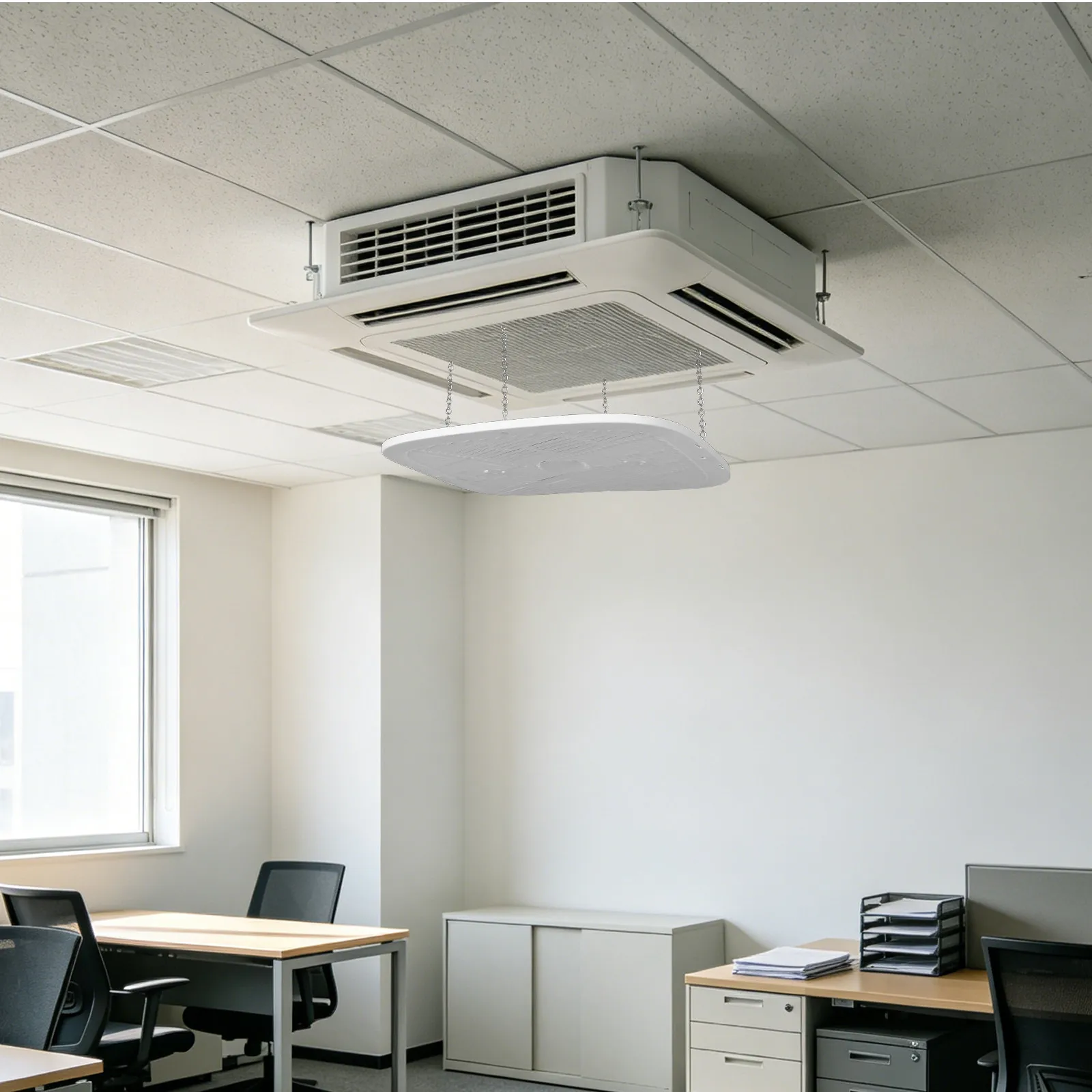 Central Air Vent Deflector Red 40 x 40 cm Square Ceiling Airflow Diffuser Panel for Office Air Conditioner