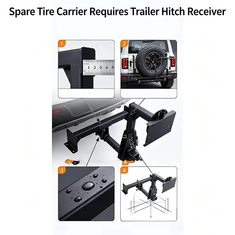 Square mouth car spare tire rack  modified  rear-mounted  rack universal universal steel spare