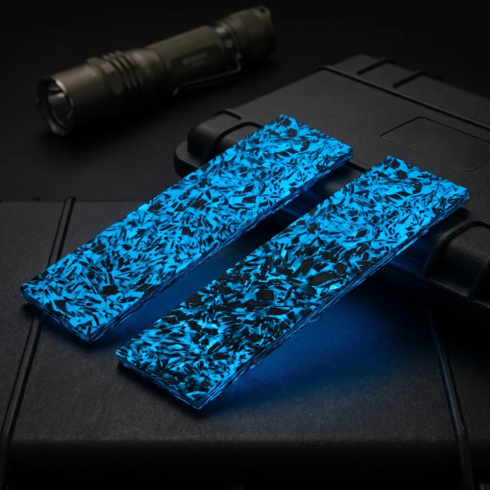 1 Piece Portable Noctilucent MarbledCarbon Fiber Block Ripple Resin Material for DIY Knife Handle Craft Supplies