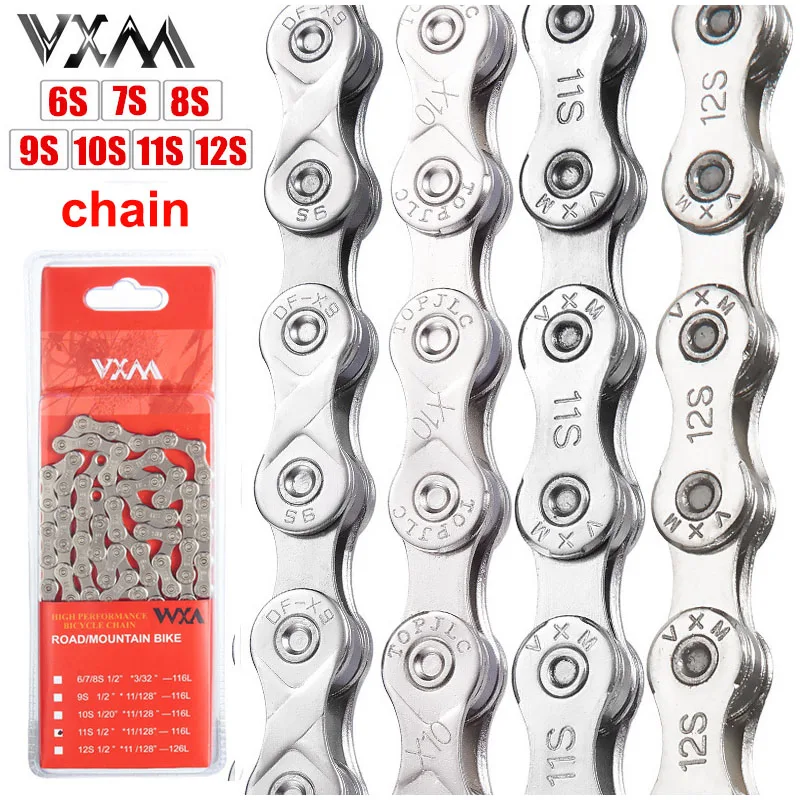 VXM Antirust Plating 6 7 8 9 10 11 12 Speed Bicycle Silver bike chain basic 116L quick link SHIMANO HG53 HG54 HG601 M6100