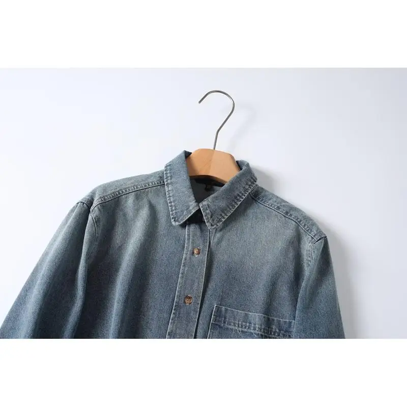 Dave&di Women's Blouses And Shirt Woman Clothing Blouse Women's Clothes Shirts Nordic Minimalist Boyfriend Denim Shirt Women Top