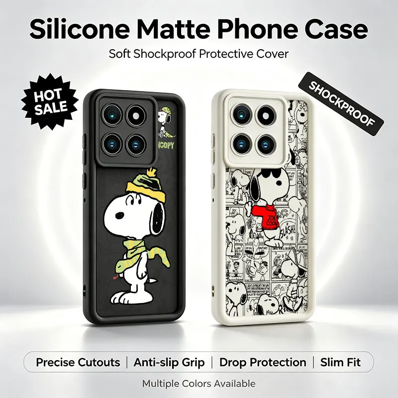 Cute Cartoon S-Snoopys Shockproof Phone Case For Xiaomi 11 12 14T 15T Ultra POCO X3 X5 X6 M6 C65 Redmi 13C 14C 15 A7 Pro A4 A5