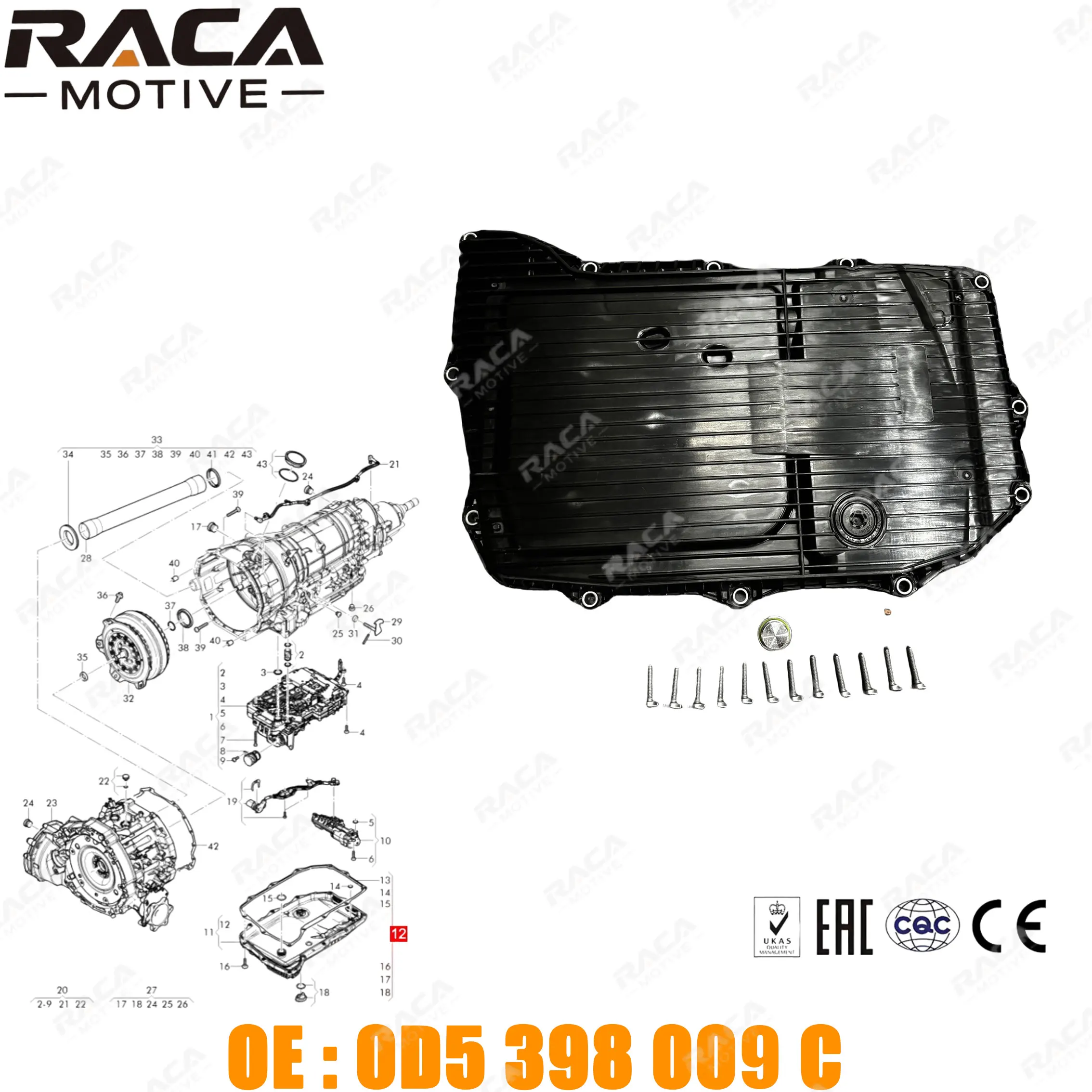 

High-Quality Automatic Transmission Oil Pan (with Screws) Suitable for Bentley Bentayga 2015- Bentley Bentayga Phev 2021- 0D5398009C