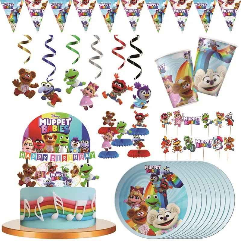 

MUPPET BABIES Themed Birthday Party Decoration Supplies Disposable Cutlery Set Plate Flags Swivel Kids Boys Girls Party Supplies