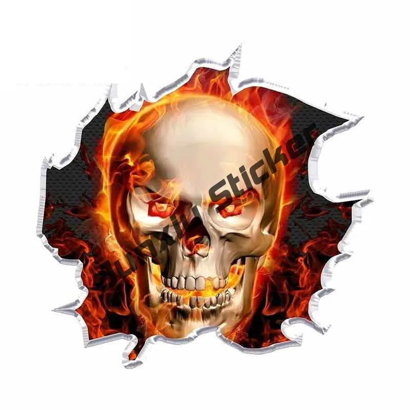 V1622# Car Sticker Creative Skull Sticker Torn Metal Skull Vinyl Decal Suitable For Motorcycle Car Bumper Trunk Window