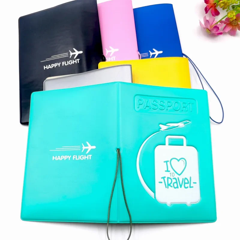 Porta pasaporte para equipaje de moda, funda protectora para pasaporte con patrón I LOVE TRAVEL, funda protectora para viaje mundial, 1 ud.