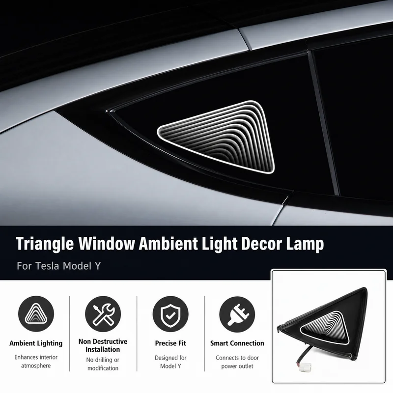 For Tesla Model Y Triangle Window Ambient Light Decor Lamp Non Destructive Installation Mod Parts view 3