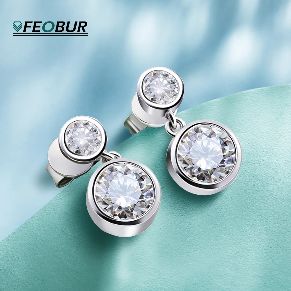 

2.6ct D Color VVS1 Moissanite Drop Earrings for Women S925 Silver Plated 18K Gold Bubble Diamond Stud Earring Fine Jewely Gift