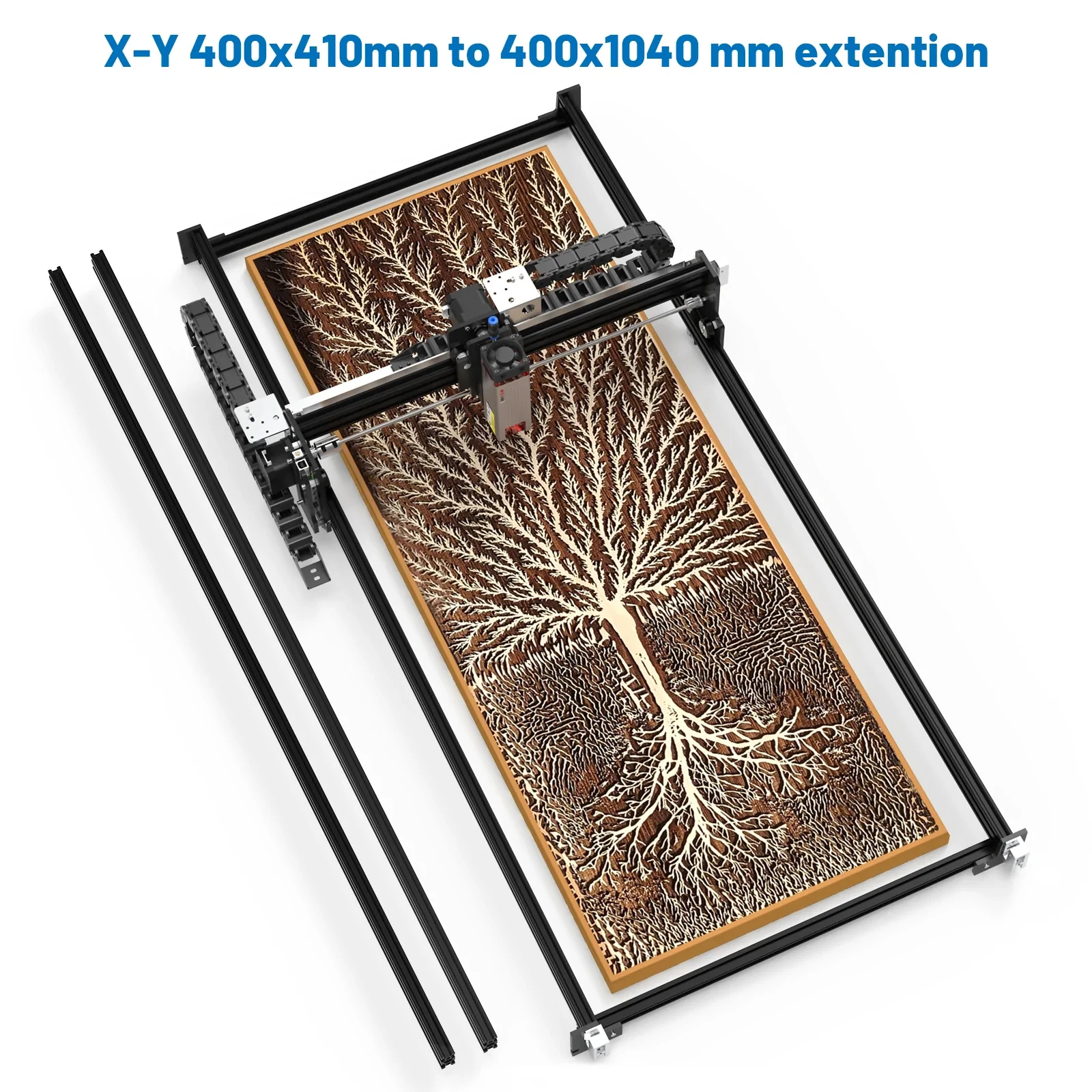 NEJE 1150mm Black Aluminum Profile Rail for NEJE 3 Max, NEJE 3 Pro, NEJE 2S Max Laser Engraver Y-Axis Extension Tool