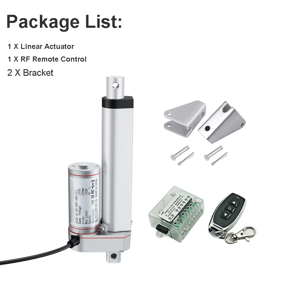 

Linear Actuator With RF Remote Control Bracket DC12V 750N 100mm Stroke Linear Actuator Driver 10mm/s Speed For Window Opener