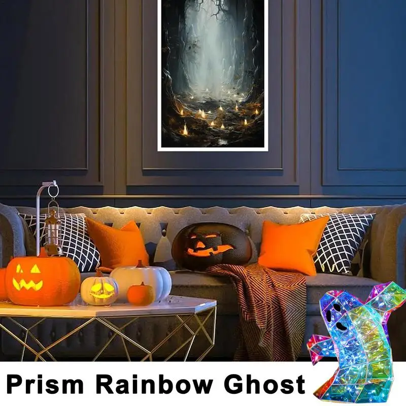 Led Spooklicht Halloween Tafel Spooksfeer Lamp Ornamenten Regenboogkleur Prisma Nachtlampje Halloween Decoratie Geschenken