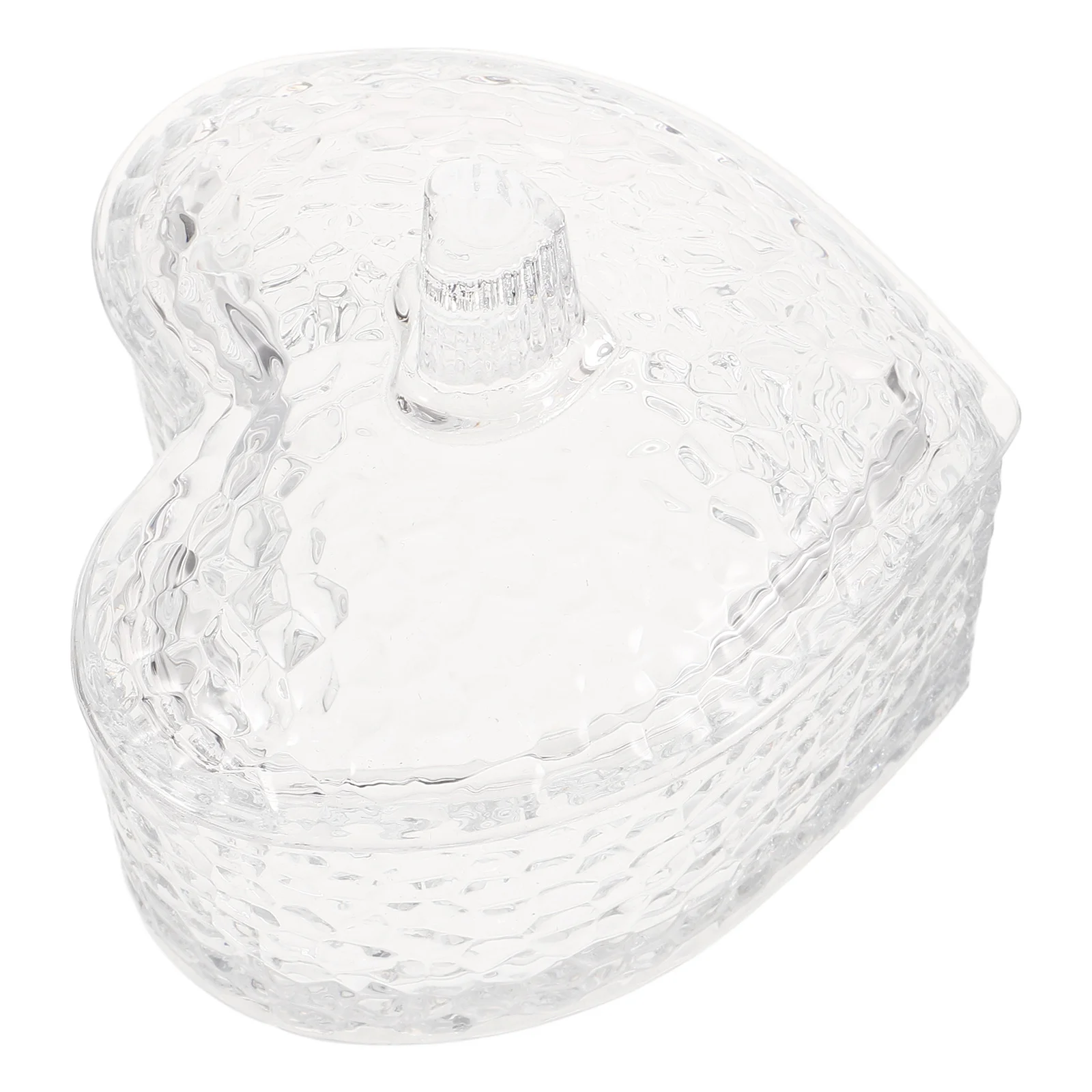 Heart Shape Glass Storage Jar Decorative Jewelry Organizer Box Candy Cookie Trinket Container Desktop Display Case for Home
