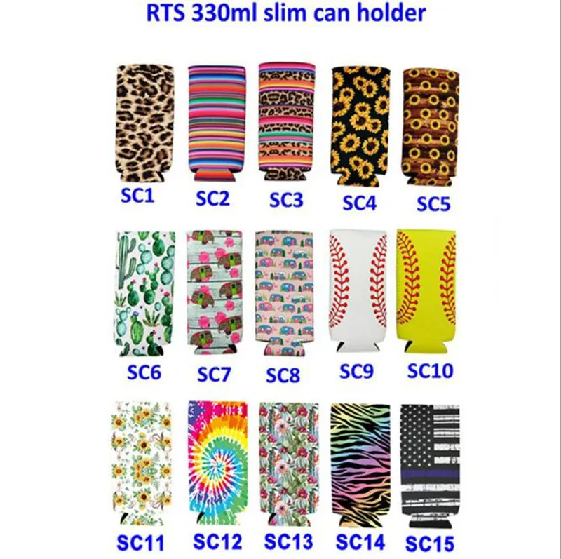 

Slim Can Beer Insulators Premium Neoprene Beverage Cooler Collapsible Cola Soda Bottle Cactus Leopard Can Sleeve