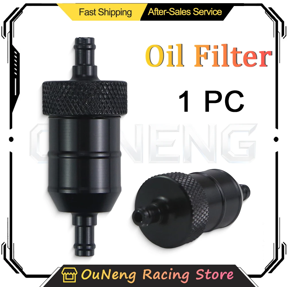 CNC Aluminum Inline Fuel Filter Black Universal Motorcycle Fuel Filter Replacement Parts