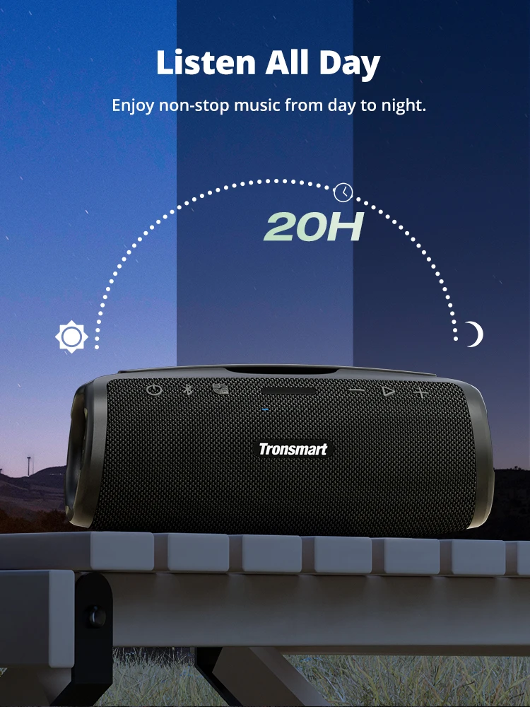 Tronsmart Mirtune S100 Bluetooth Speaker Powerful Speaker with 50W, IPX7 Waterproof, Retractable Handle, Built-in Powerbank