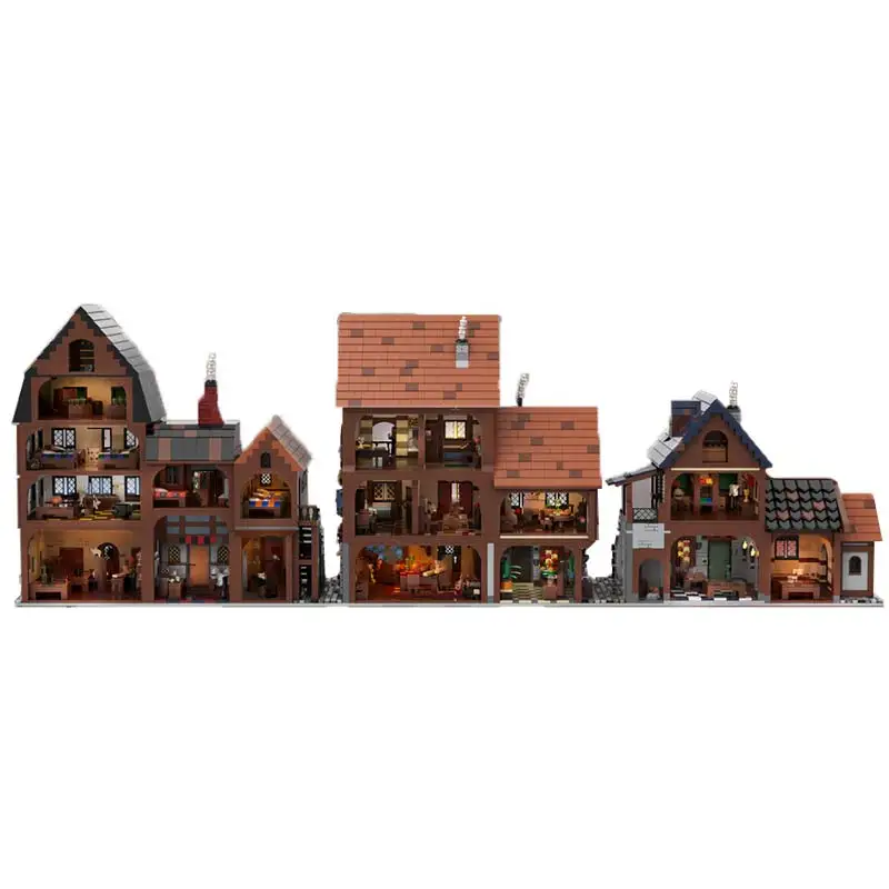 MOC-97079 Middeleeuwse modulaire architectuur Model Bouwstenen Assemblage Originaliteit Bakstenen Speelgoed Desktop Display voor kinderen Geschenken