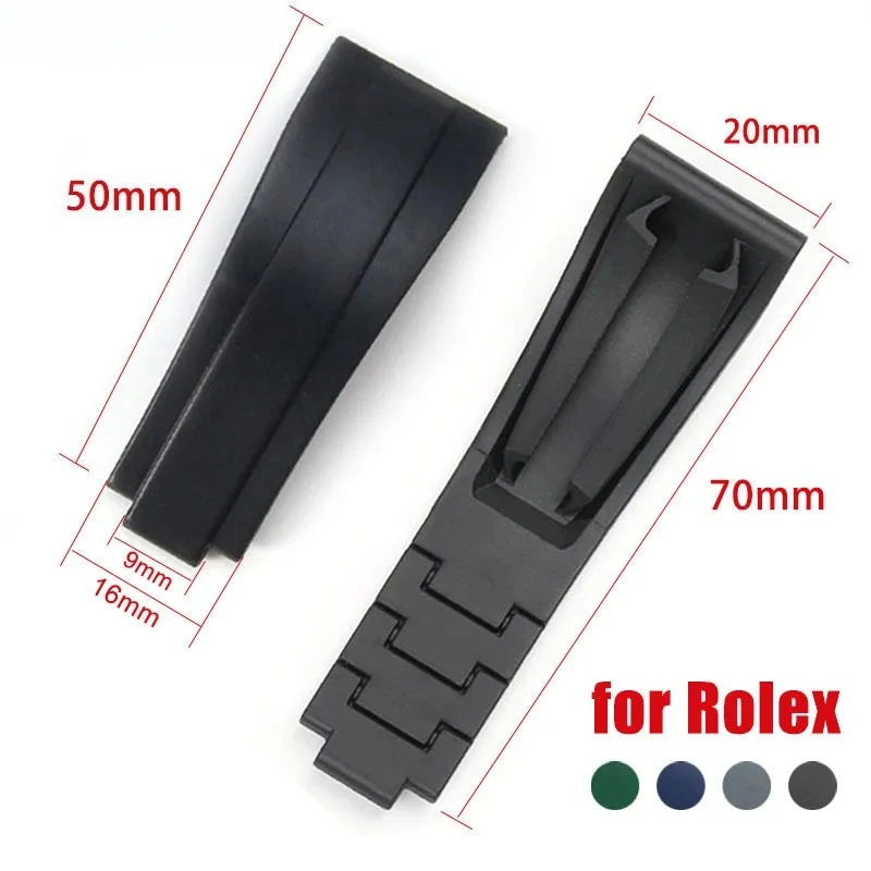 Bracelet de montre en caoutchouc et silicone de 20 mm pour Rolex DAYTONA SUBMARINER GMT Yacht-Master, bracelet de sport pour homme, bracelet de plongée, taille réglable